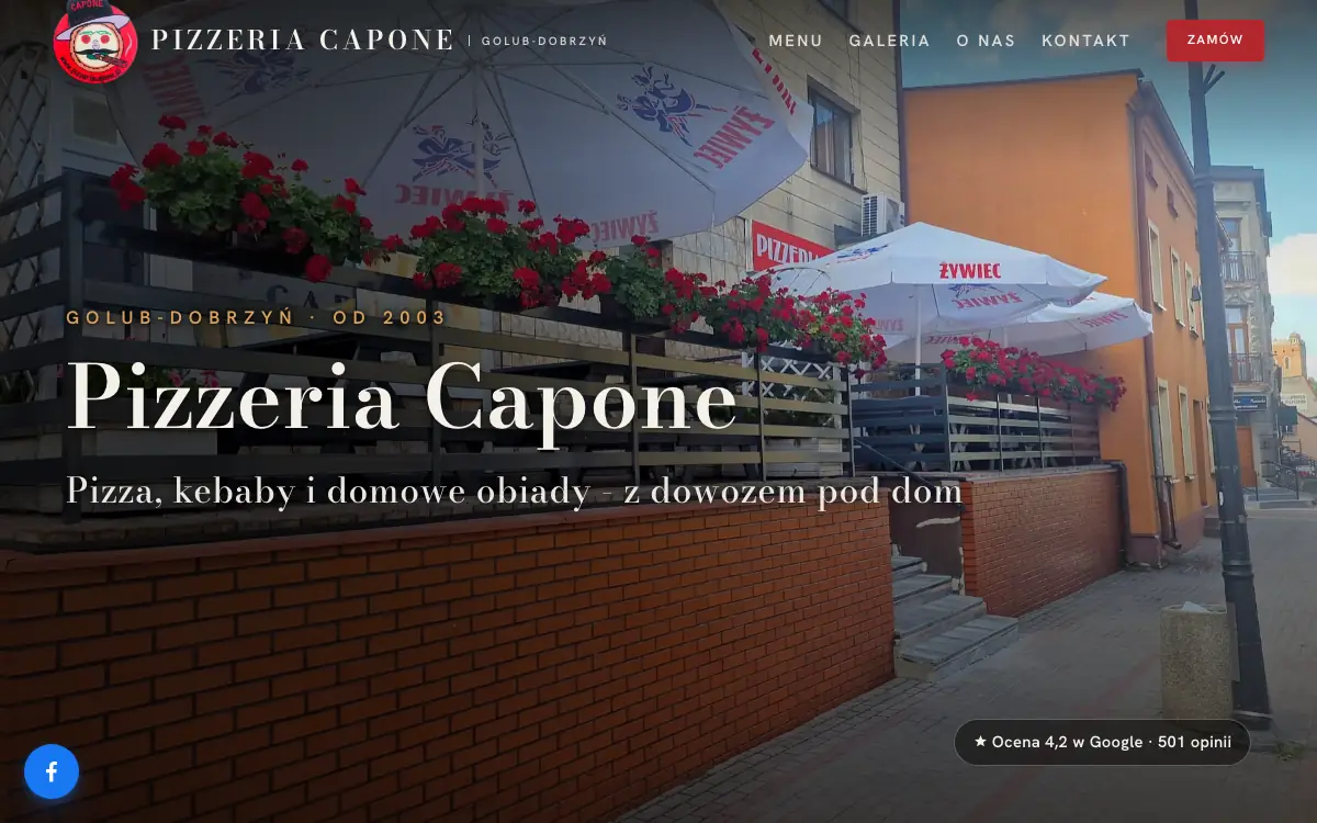 Strona Pizzeria Capone zaprojektowana przez Impulseo