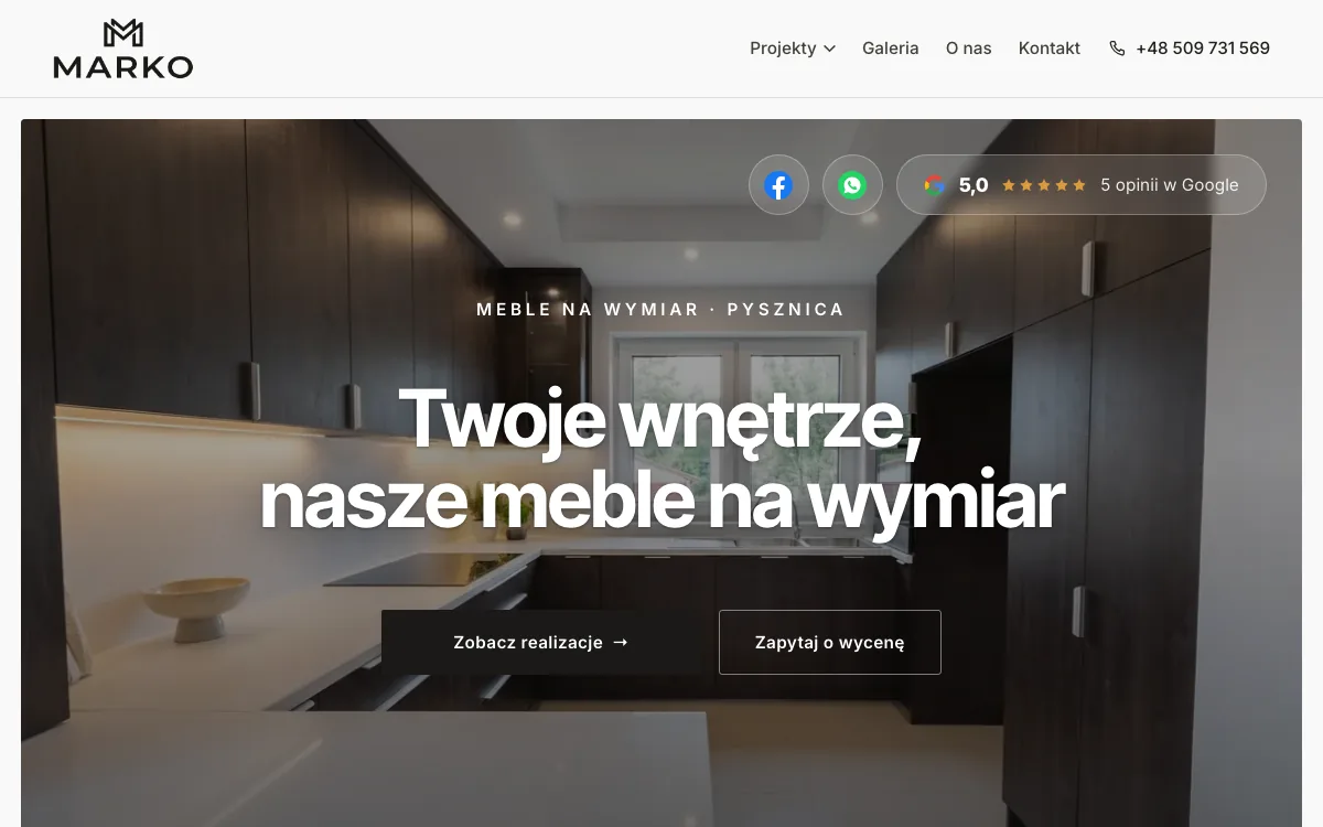 Strona Marko Meble zaprojektowana przez Impulseo