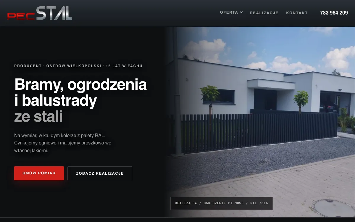 Strona PEC STAL zaprojektowana przez Impulseo