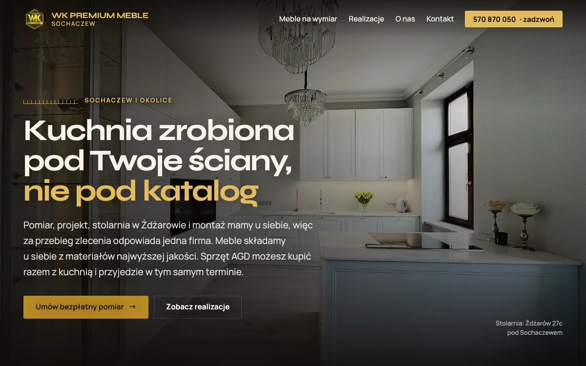 Strona WK Premium Meble zaprojektowana przez Impulseo